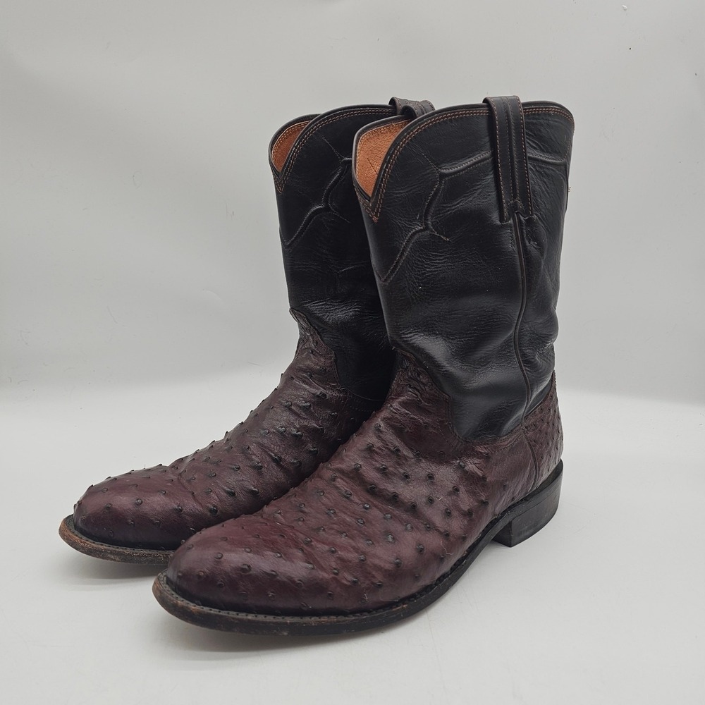Vintage Lucchese Men's Sienna Ostrich Round Toe western boots size 13D M1631